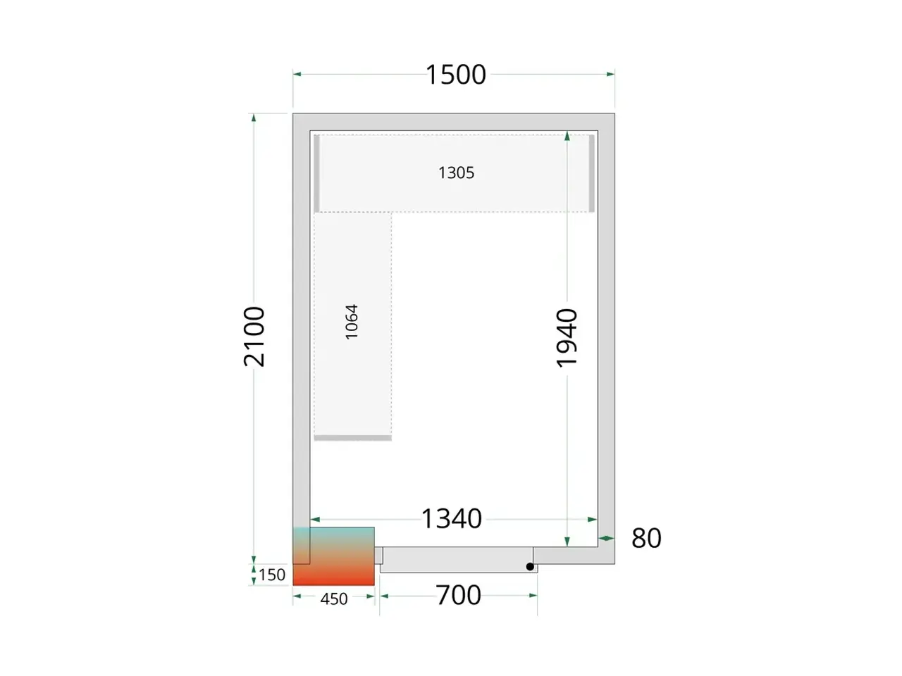 Billede 2 - Tefcold Kølerum – 1500 x 2100 x 2200 mm