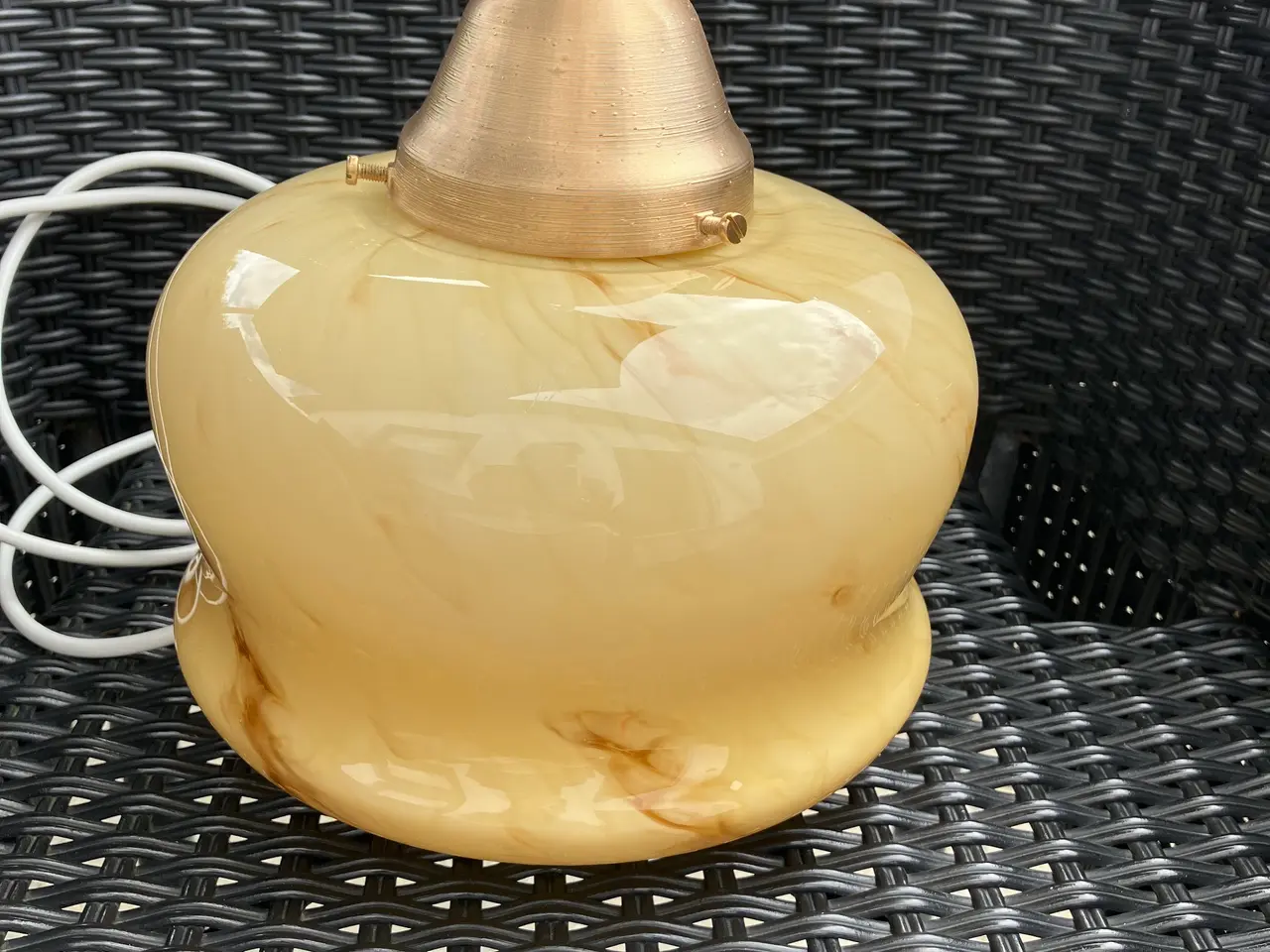 Billede 2 - Art Deco lampe i marmoreret glas