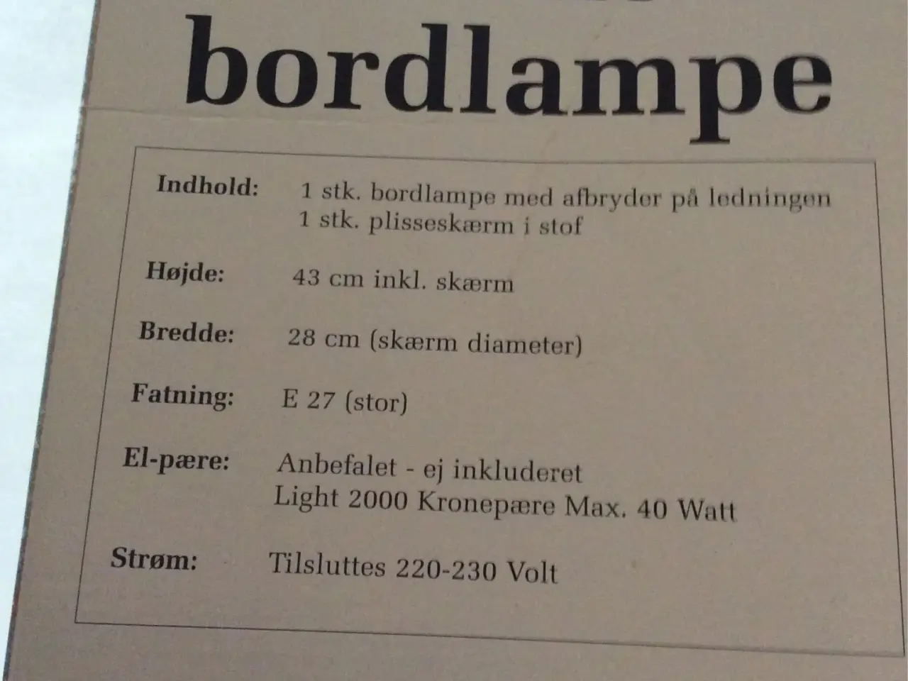 Billede 3 - Bordlampe