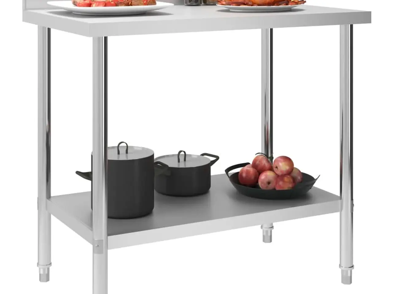 Billede 2 - Arbejdsbord til køkken med stænkplade 100×60×93 cm - rustfrit stål