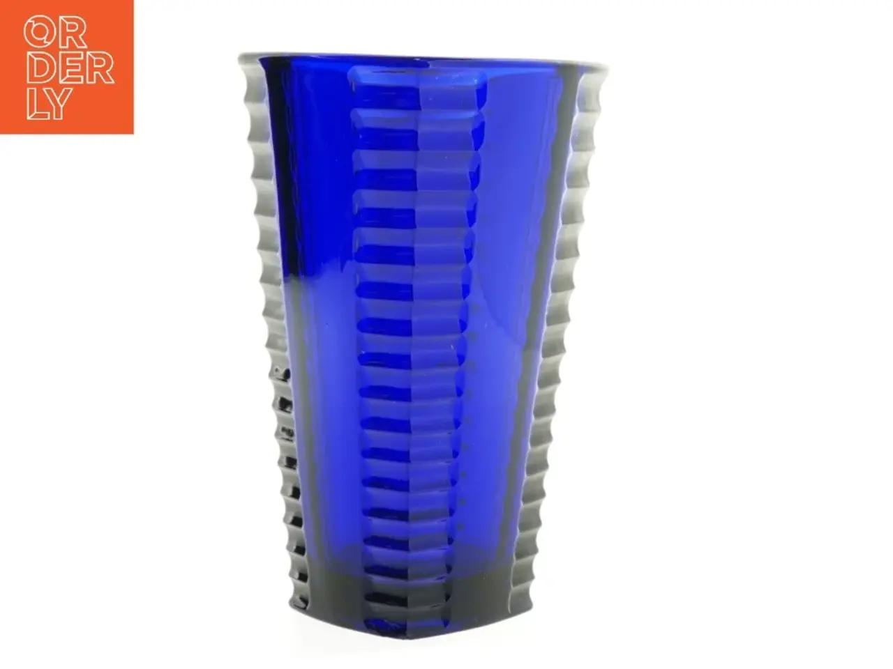 Billede 1 - Blå vase i presset glas (str. 20 cm)