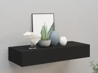 Væghylde med skuffe 60x23,5x10 cm MDF sort