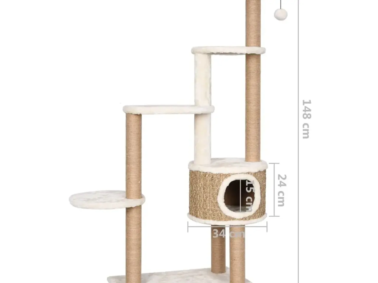 Billede 8 - Kradsetræ med luksushynde og kradsestolpe 148 cm - søgræs, beige