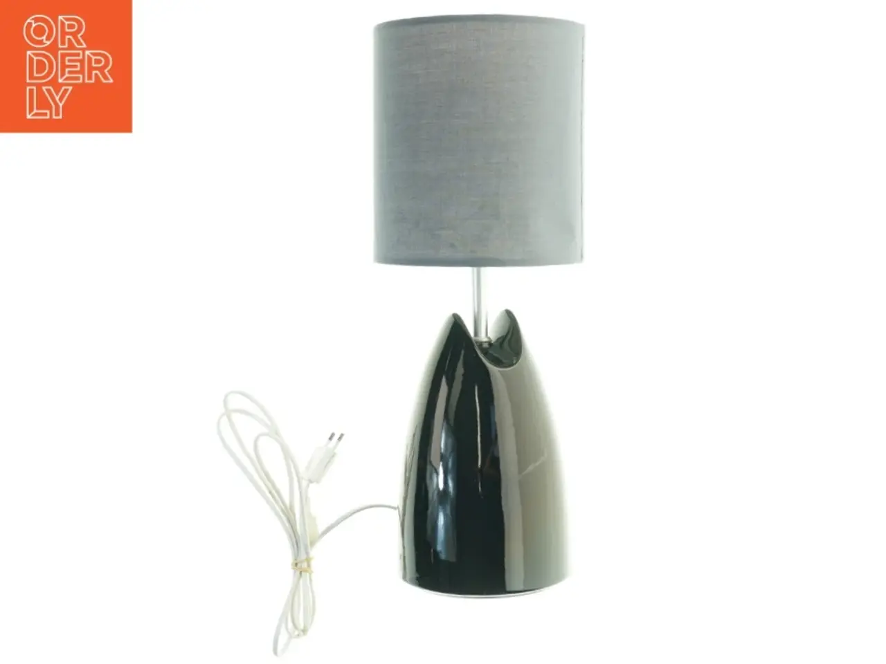 Billede 1 - Johgus Bornholm Bordlampe med grå stofskærm og sort fod (str. 48 x 18 cm)