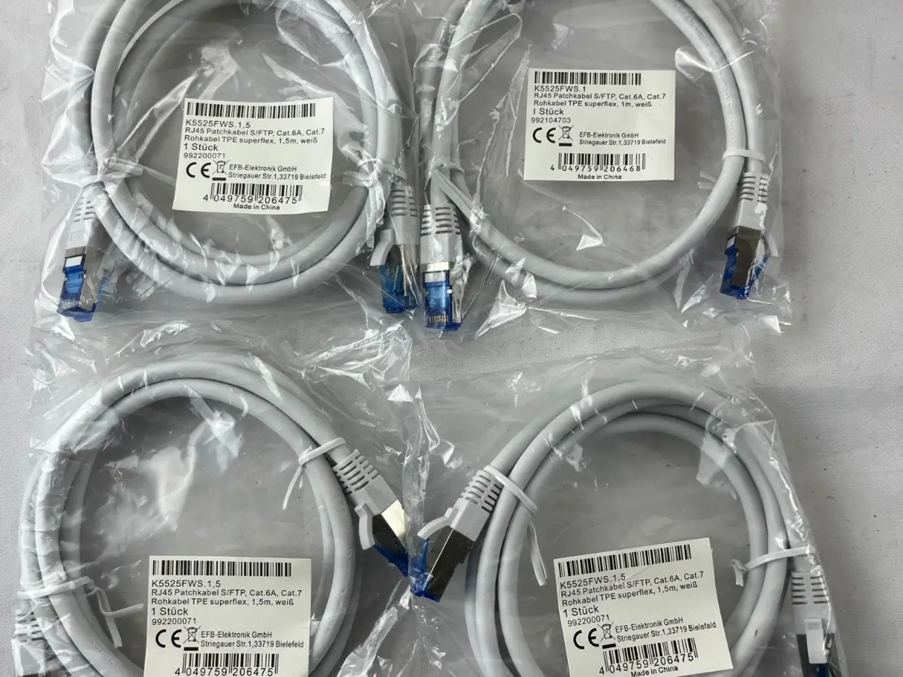 Billede 2 - 4x EFB K5525FWS Cat.6A S/FTP Patch kabel 1.5m 10