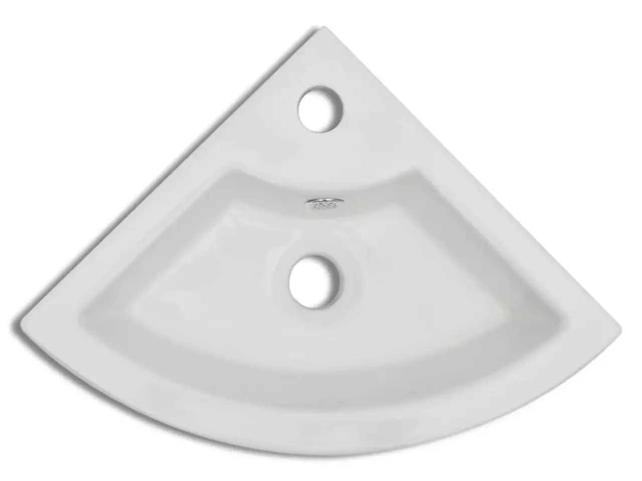 Billede 4 - Hjørnevask i keramik med overløb 45 × 32 × 12,5 cm - hvid