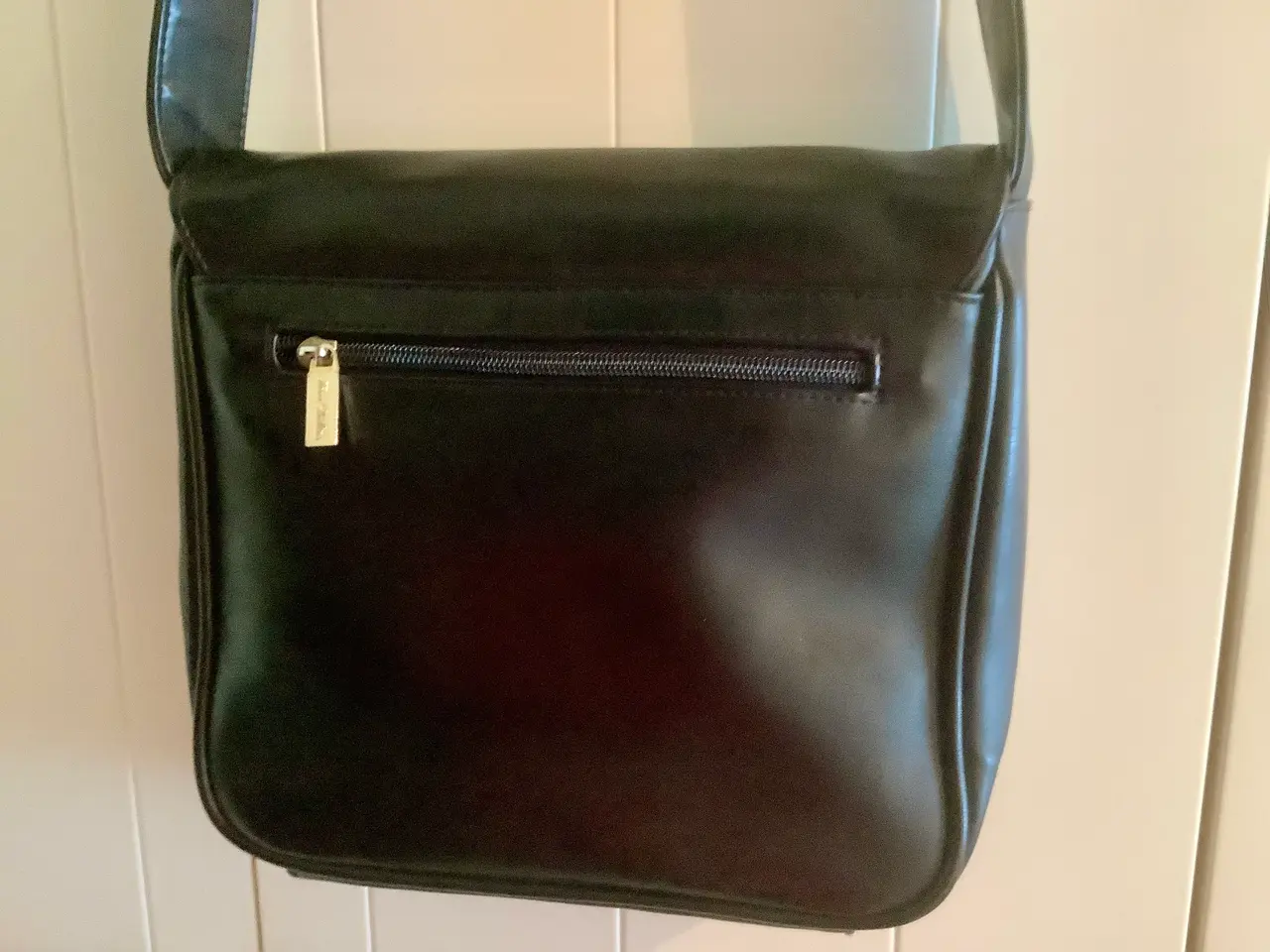 Billede 2 - Vintage sort læder skuldertaske 