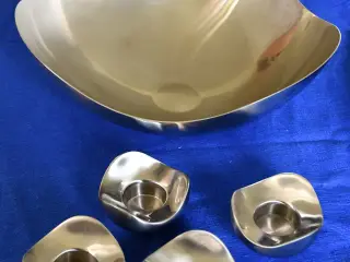 Georg Jensen Bloom skål + 4 lysestager