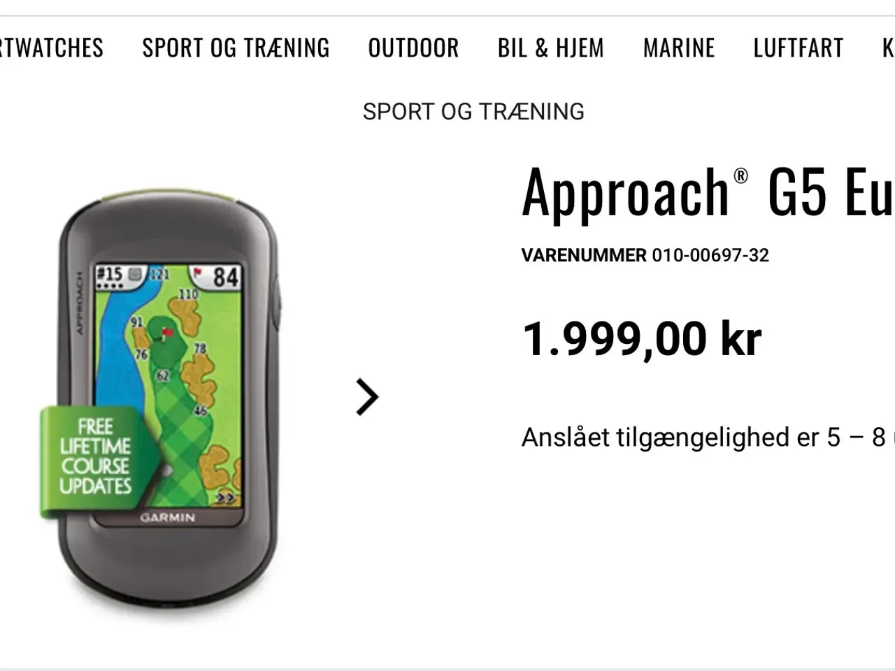 Billede 1 - Garmin G5 Golf gps