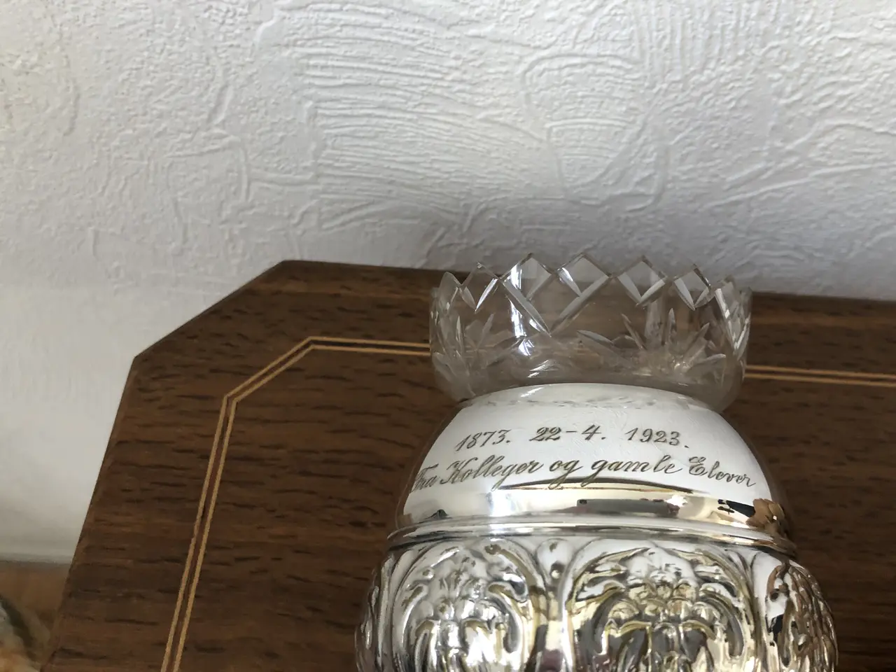 Billede 3 - Gl. Sølvplet vase med glasindsats.