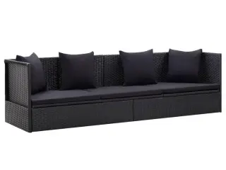 Haveseng med hynde og puder polyrattan sort