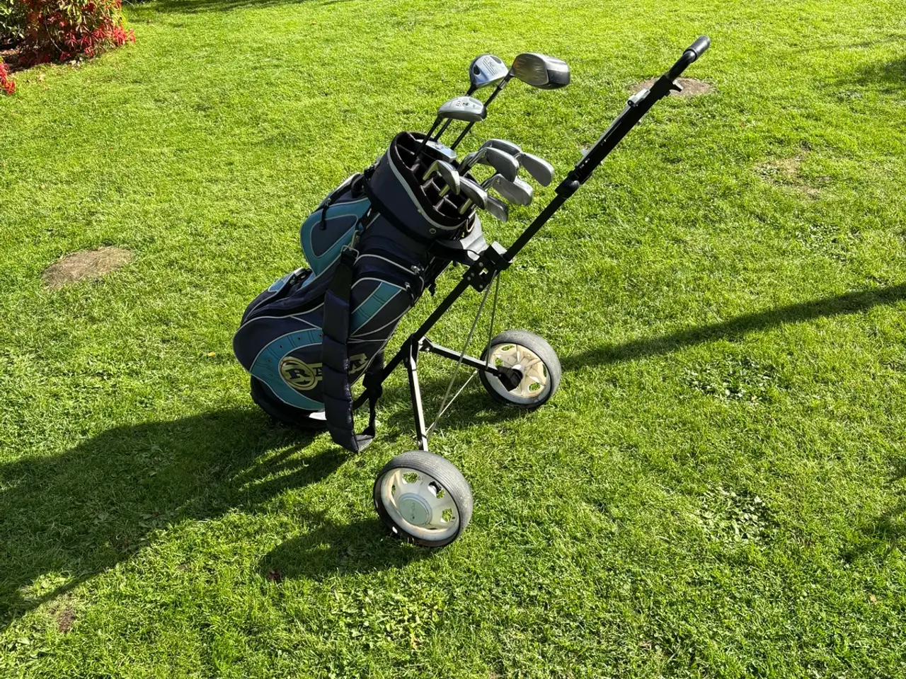 Billede 1 - komplet golfsæt: Vogn, Vognbag, Kvalitetskøller
