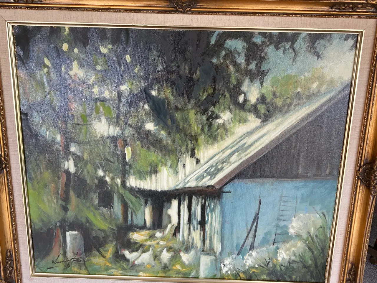 Billede 1 - Maleri H. Busk  Landsbyidyl