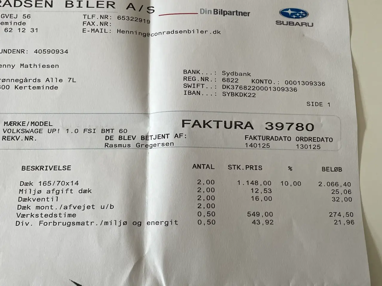 Billede 1 - Vinterdæk til vw up