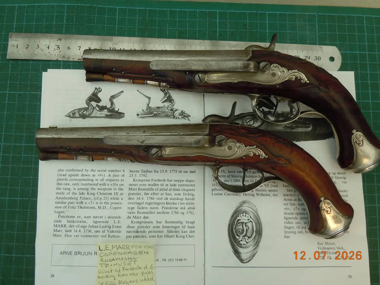 Billede 9 - Pistolsæt 1785 Danske med sølvbeslag.