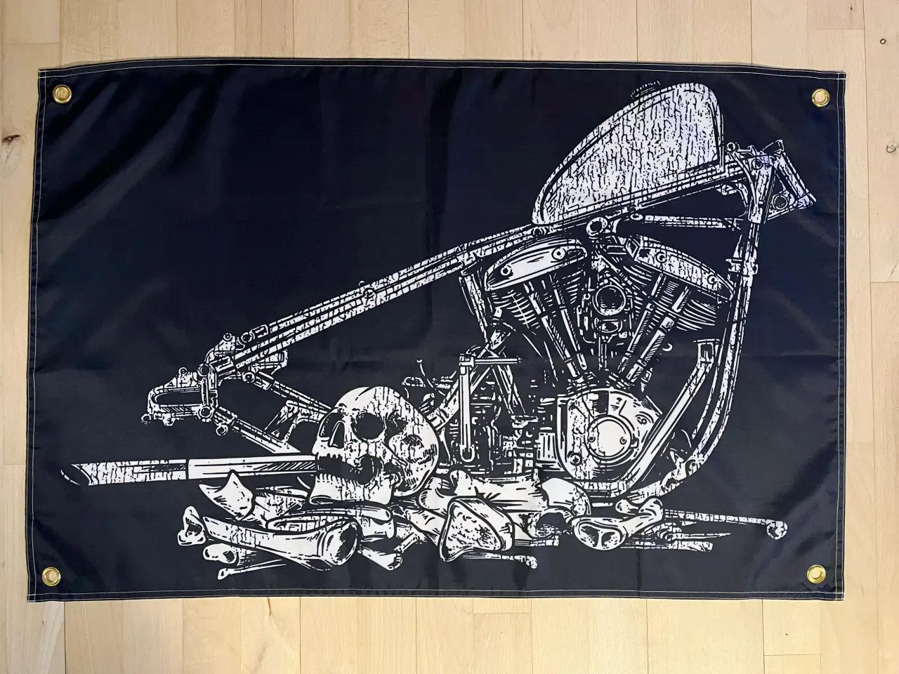 Billede 1 - Flag med Harley-Davidson shovelhead 