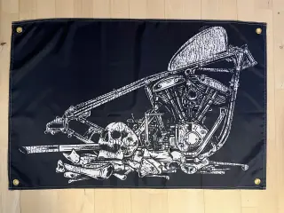Flag med Harley-Davidson shovelhead