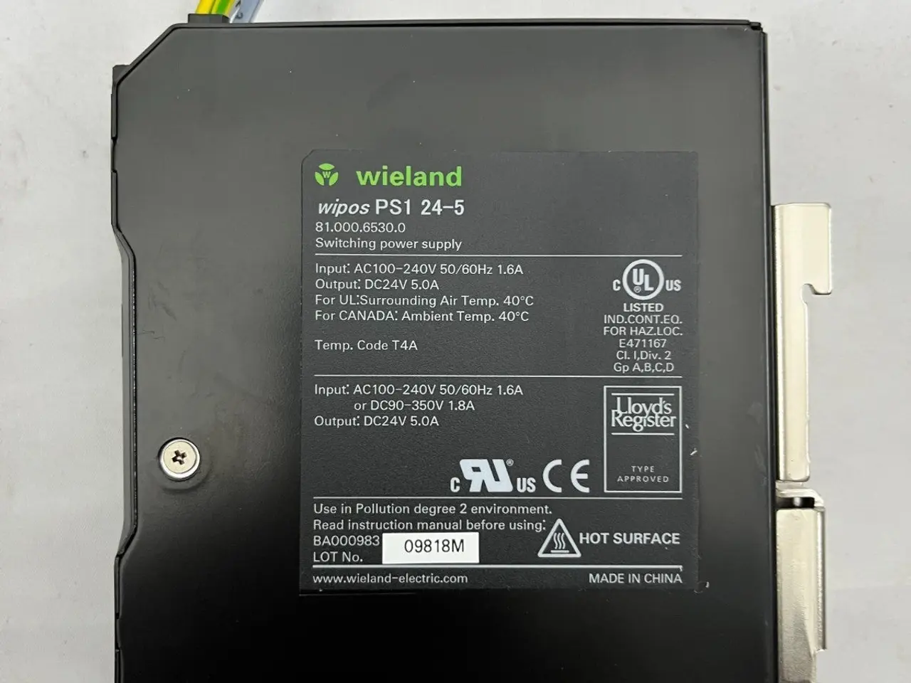 Billede 4 - Wieland Wipos PS1 24-5 DIN Rail strømforsyning 24V