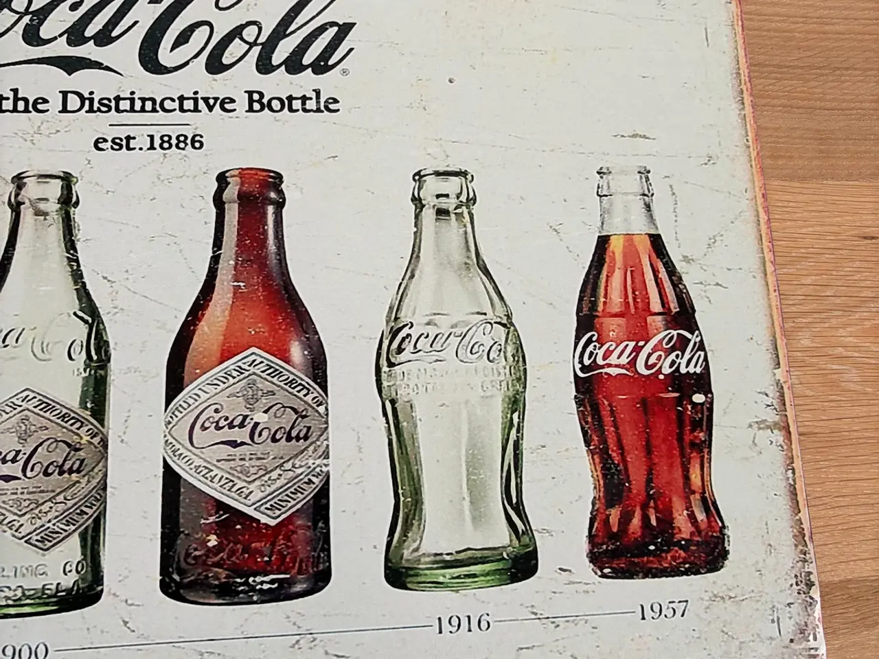 Billede 4 - Coca-Cola retro skilt, flaskernes evolution