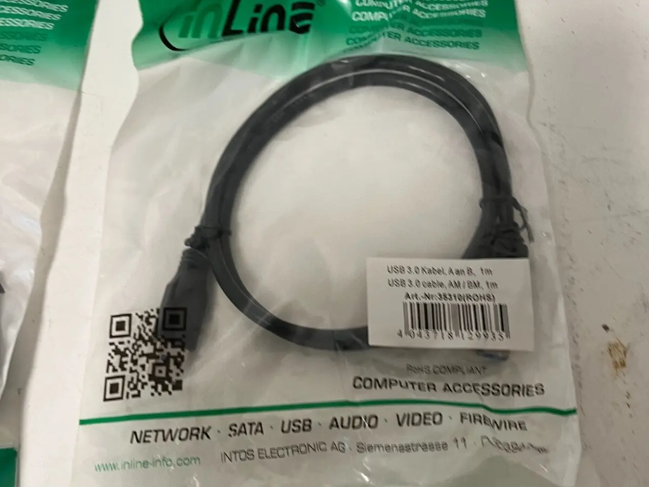 Billede 7 - parti of 5x InLine USB 3.0 kabel AM to BM 1m Black