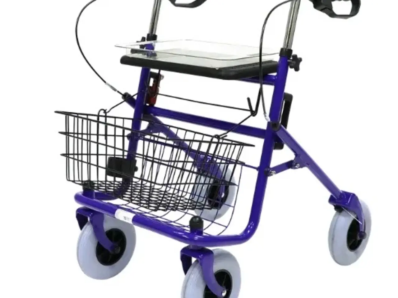 Billede 2 - Robust blå rollator med kurv og sæde
