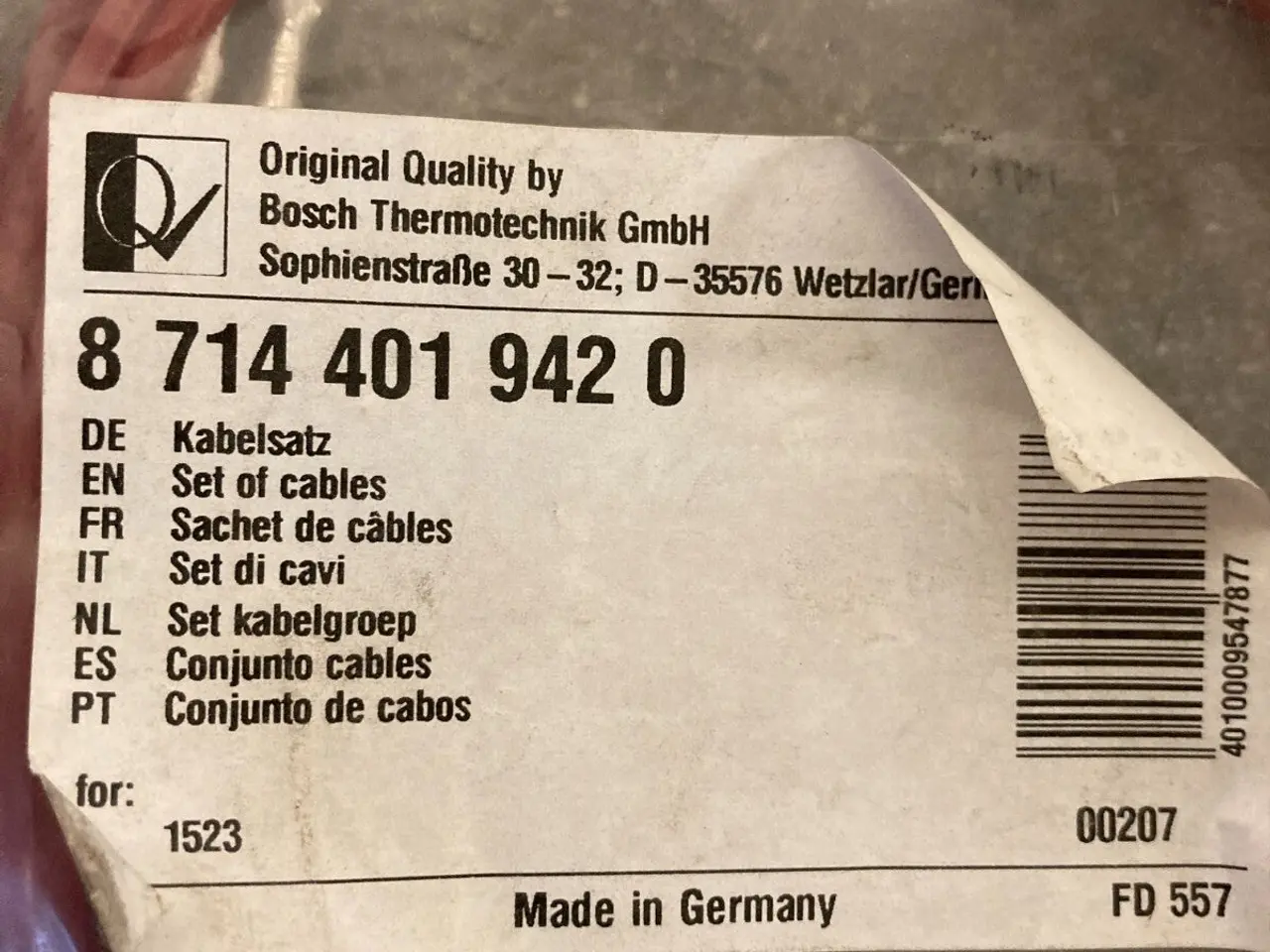 Billede 2 - Bosch Set of Cables PN:87144019420 - Original HVAC