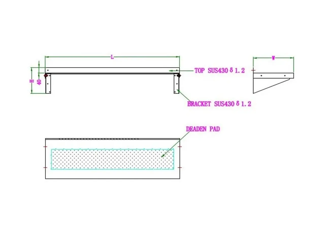 Billede 2 -  Rustfri hylde – B1200 x D400 x H190 mm