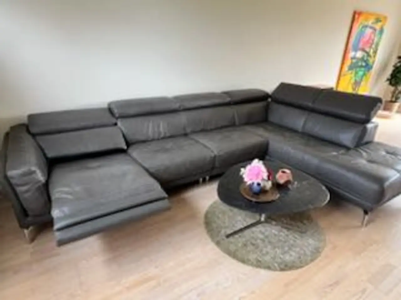 Billede 4 - Lædersofa grå hjørnesofa