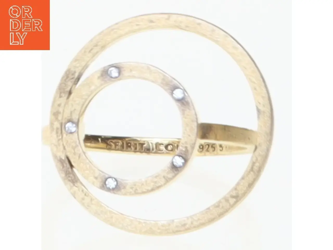 Billede 1 - Guldring med diamanter i sterling sølv (str. 54 mm)