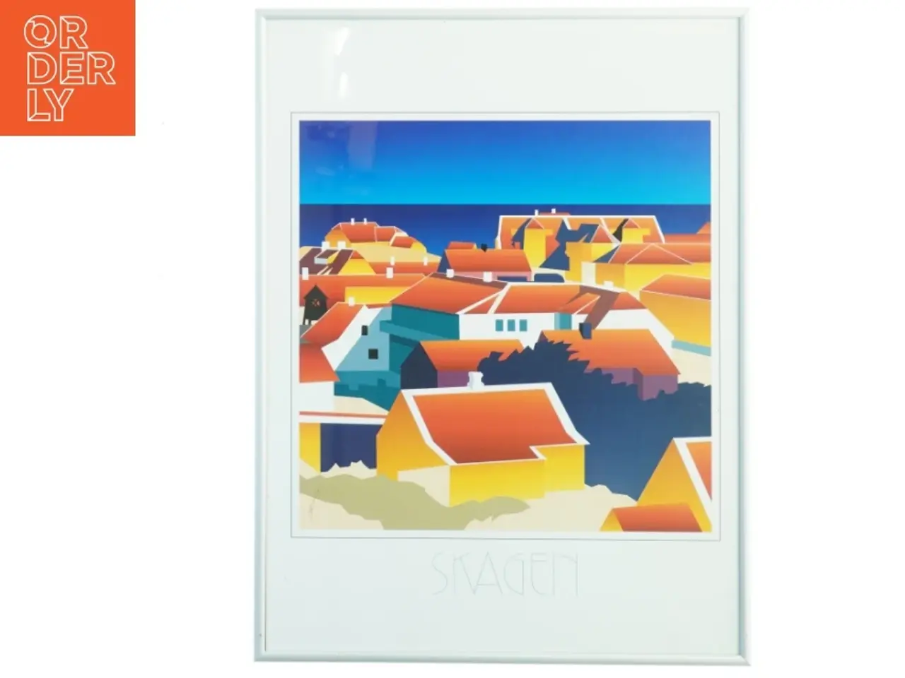Billede 1 - Indrammet bybillede af Skagen (str. 41 x 30 cm)