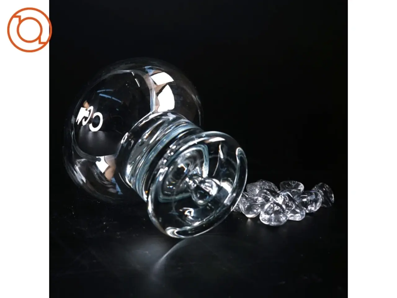Billede 1 - Glas vase med dekotrative glassten (str. 14 x 14 cm)