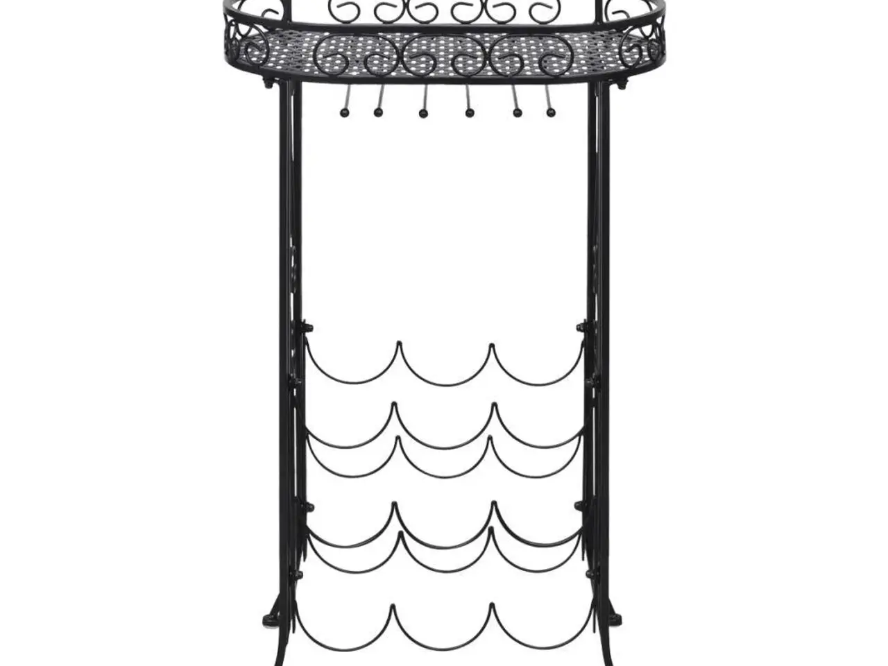 Billede 3 - Vinreol med glasholder - 9 flasker, smedejern, sort