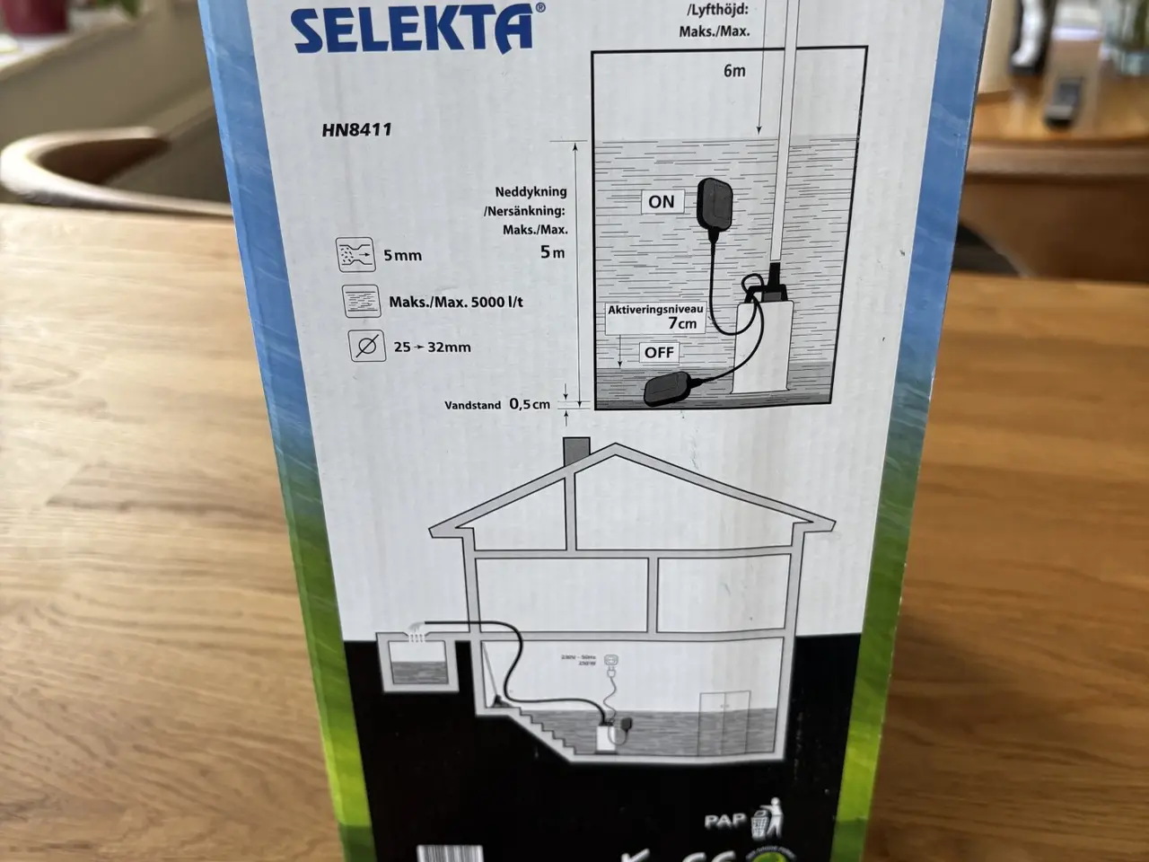 Billede 2 - Selekta HN8411 dykpumpe med flyder 250W
