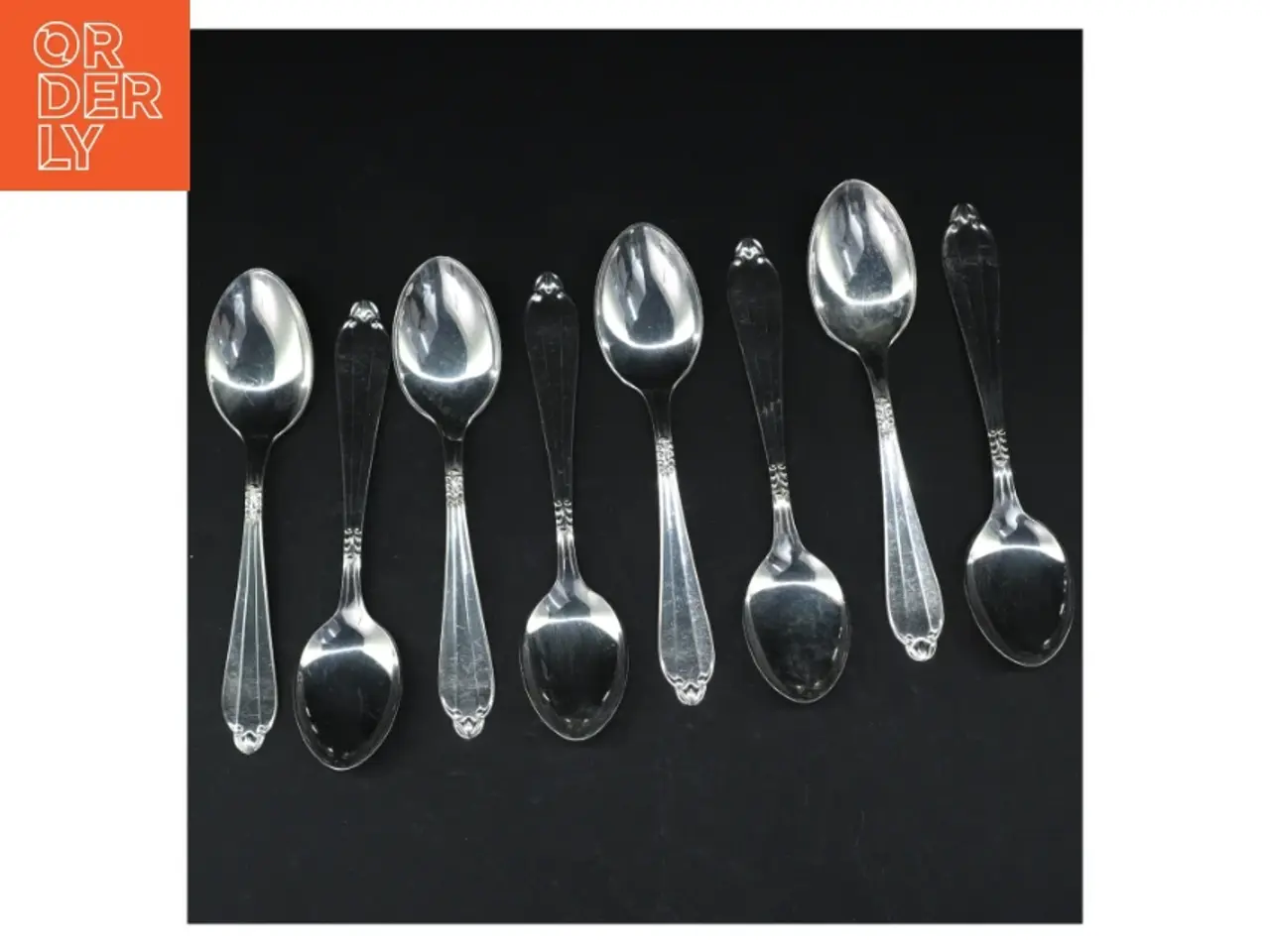 Billede 1 - 8 dessertskeer, 2-tårnet sølv (str. 18 cm)