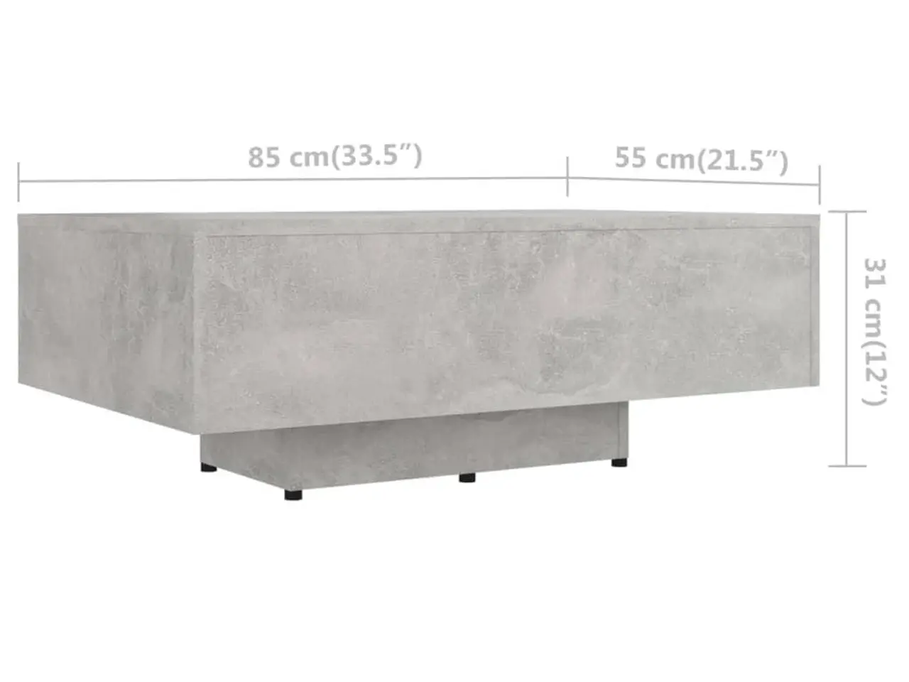 Billede 6 - Sofabord 85x55x31 cm konstrueret træ betongrå
