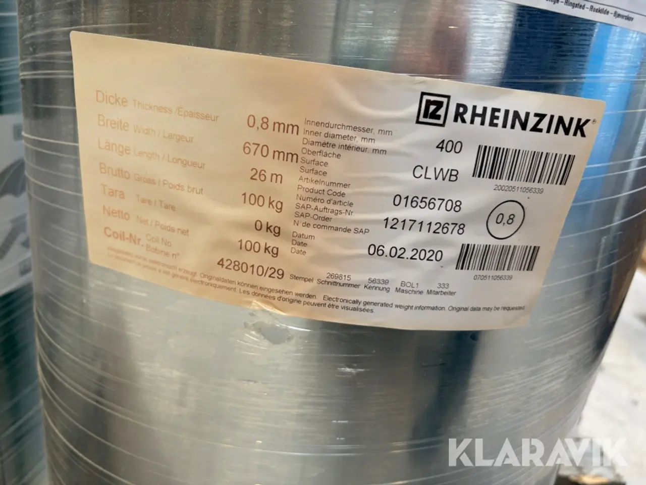 Billede 6 - Zinkplade RHEINZINK på coils 2 styk.