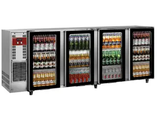 Rustfri Bar-Køler (267cm) med 4 Glasdøre – 783L