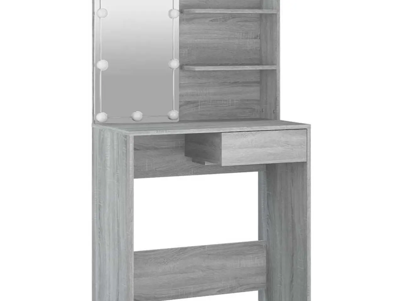 Billede 3 - Makeupbord med LED-lys 74,5×40×141 cm - grå sonoma-eg