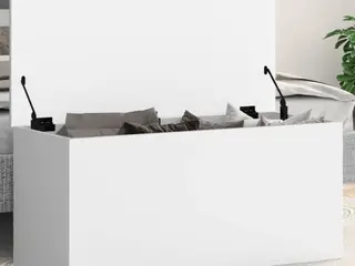 Opbevaringsboks 100x42x46 cm konstrueret træ hvid