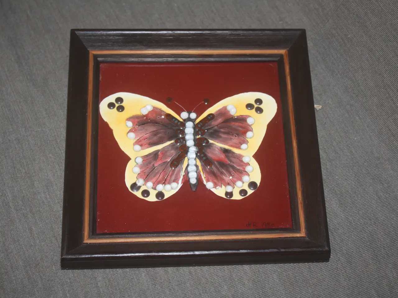 Billede 1 - Billede med sommerfugl 19 cm x 19 cm