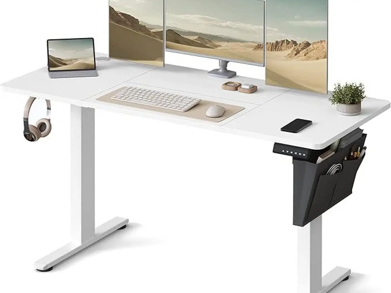 Billede 1 - Hæve-sænkebord elektrisk 60 × 140 cm, 72-120 cm, hukommelse, Cloud White