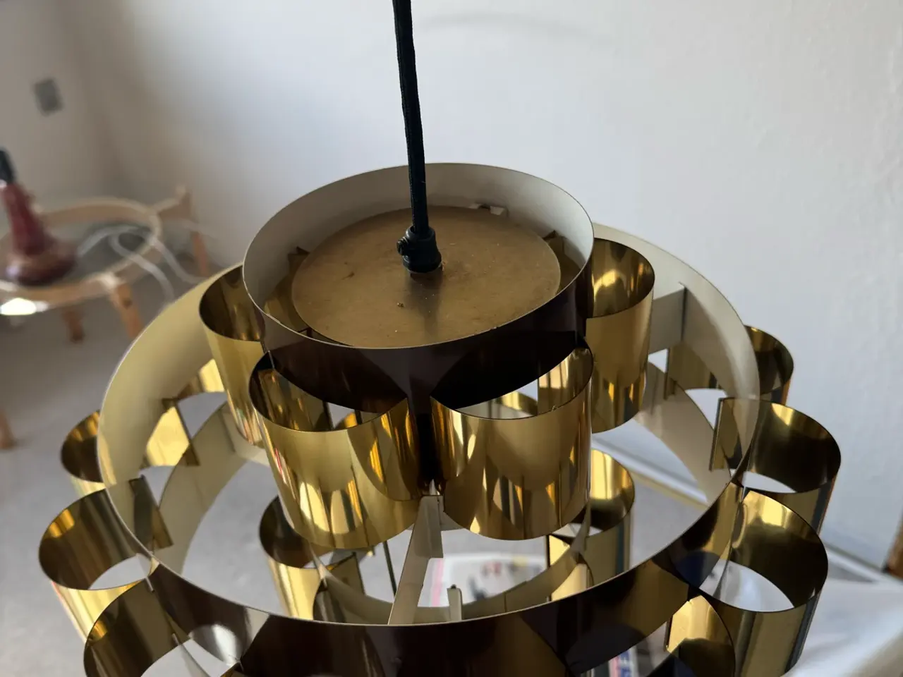 Billede 2 - Retro loftslampe i messing og brun
