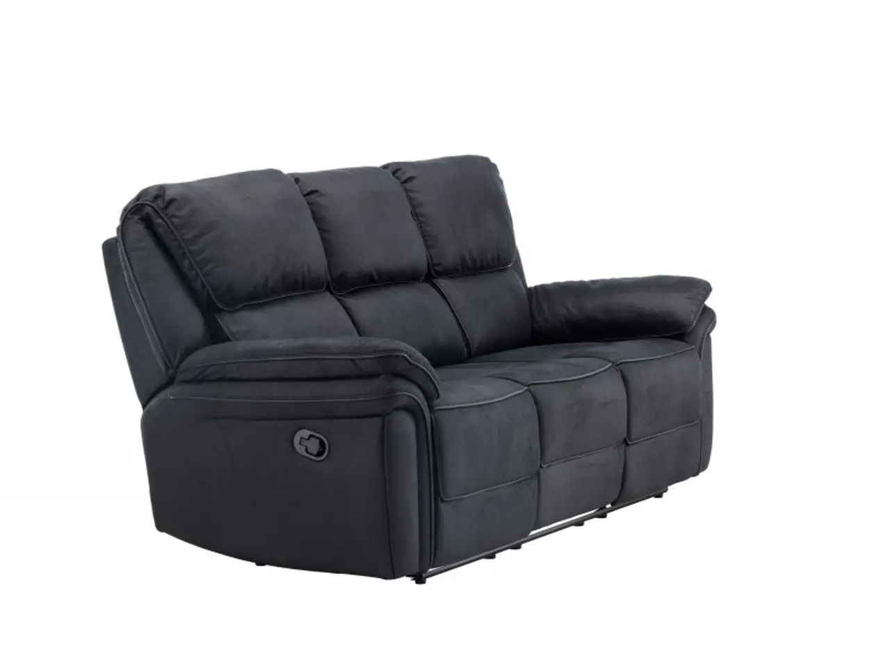 Billede 2 - Christopher 3 pers Recliner Sofa  - Sort Ruskindsblød mikrofiber
