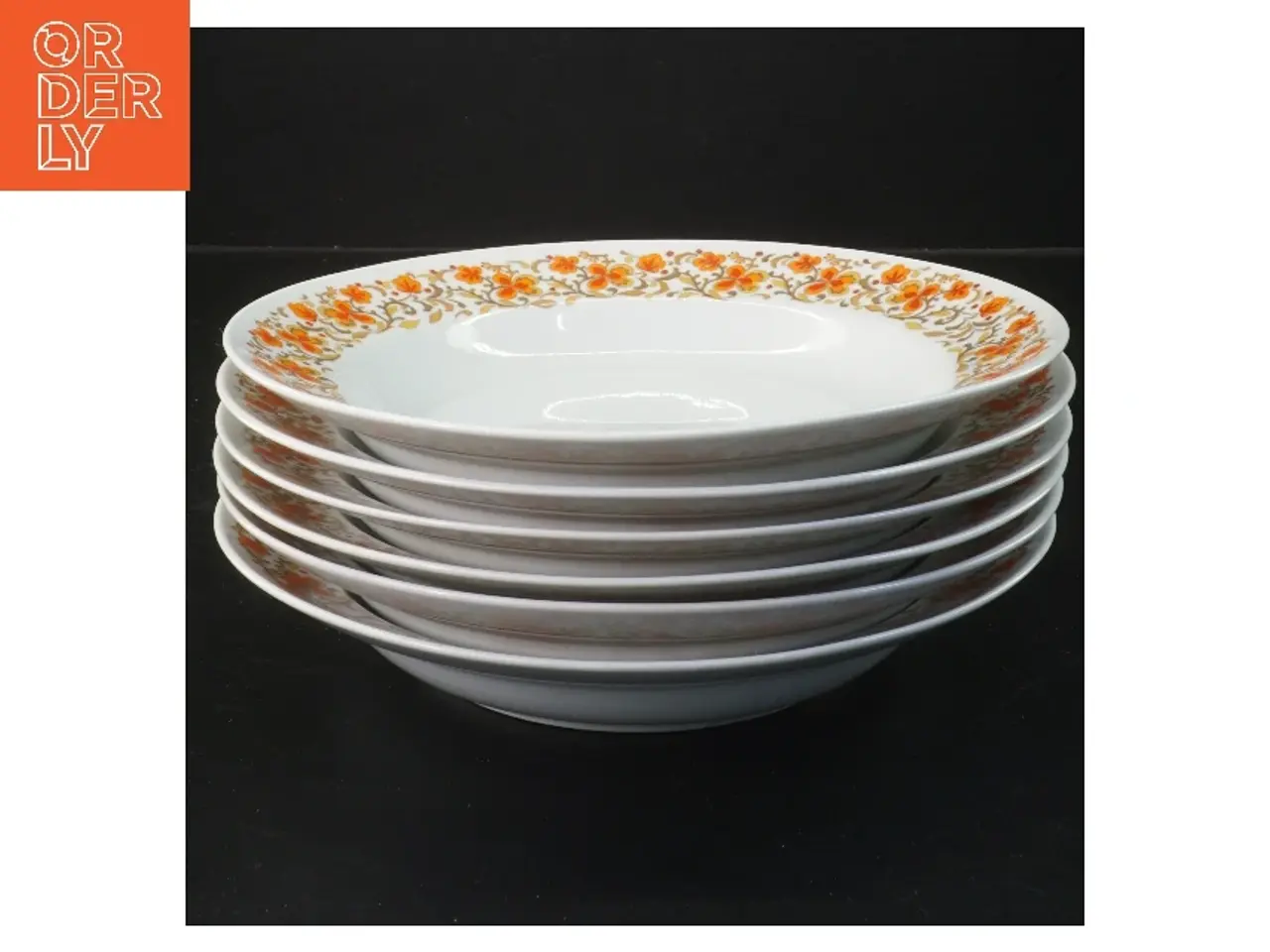Billede 1 - Sæt af 6 dybe tallerkener med blomsterdekoration fra Schmidt (str. 6 stk Ø 21 cm)
