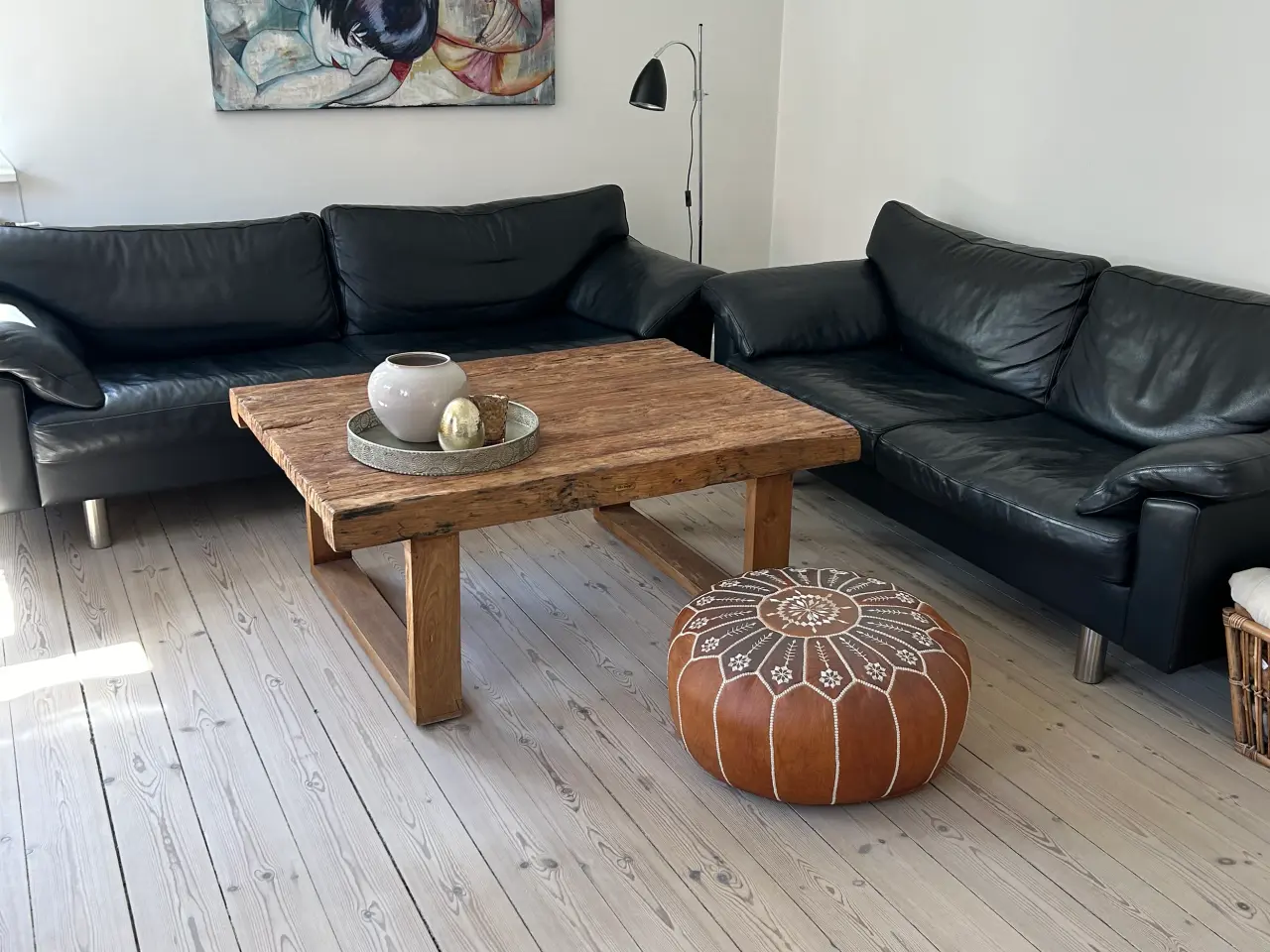 Billede 4 - HJ Møbler sort lædersofa 3 Pers.