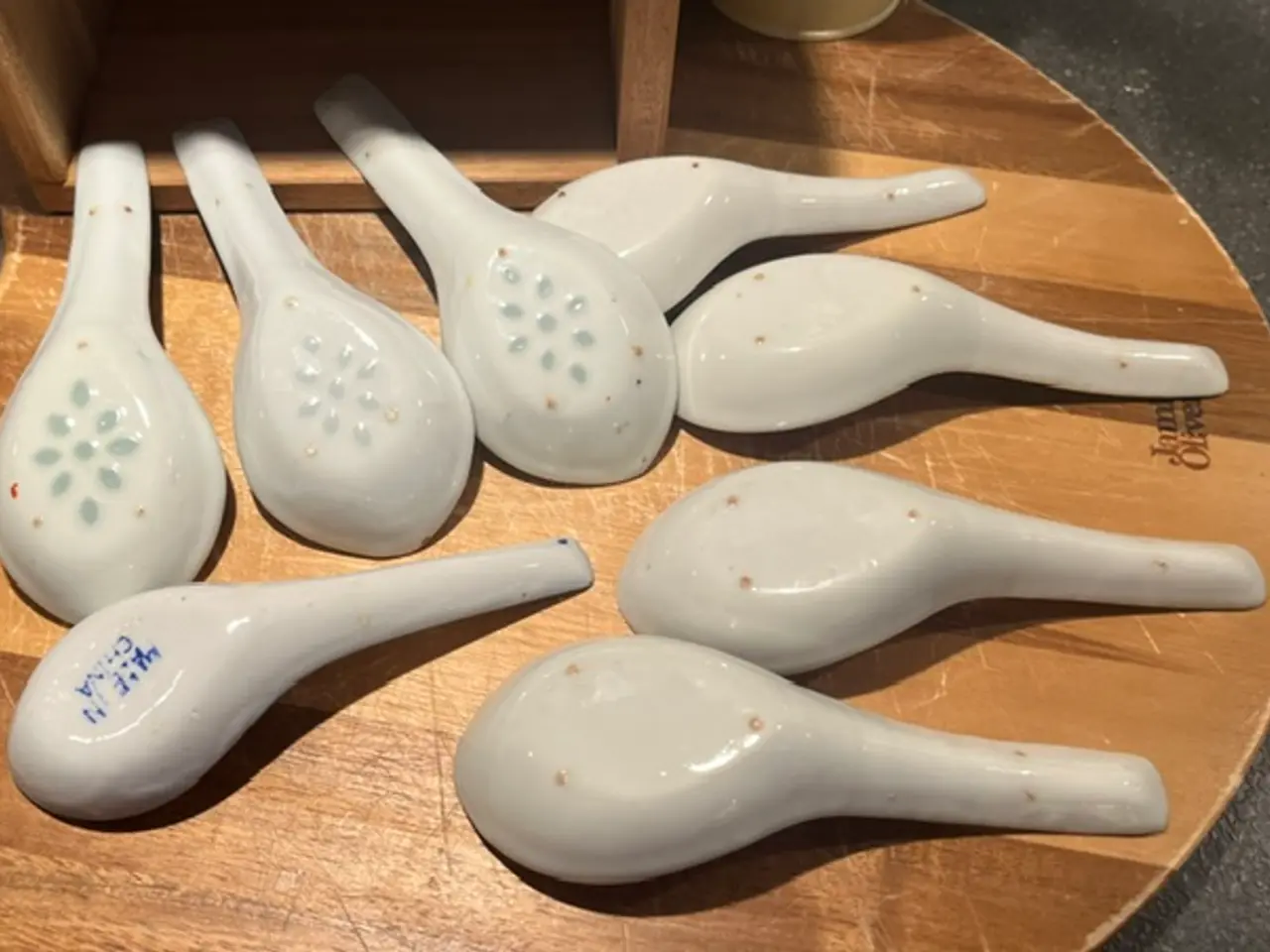 Billede 3 - 8 suppeskeer i porcelæn, asiatisk stil