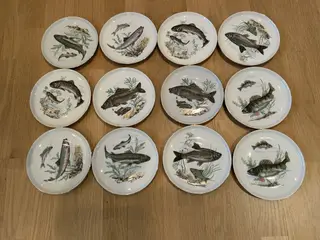 12 stk. Fiske tallerkner