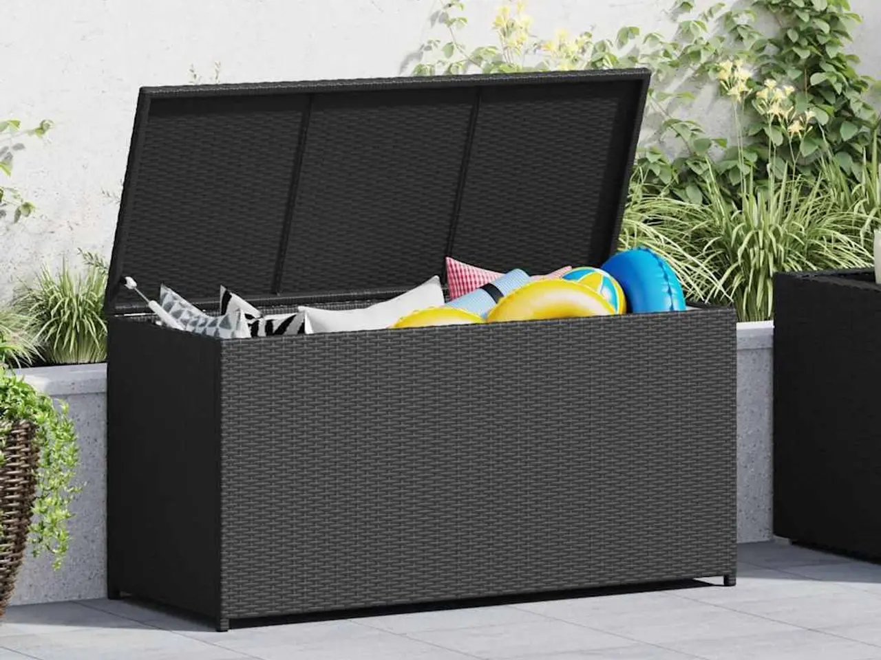 Billede 2 - Udendørs opbevaringskasse i polyrattan - sort 120 × 50 × 60 cm