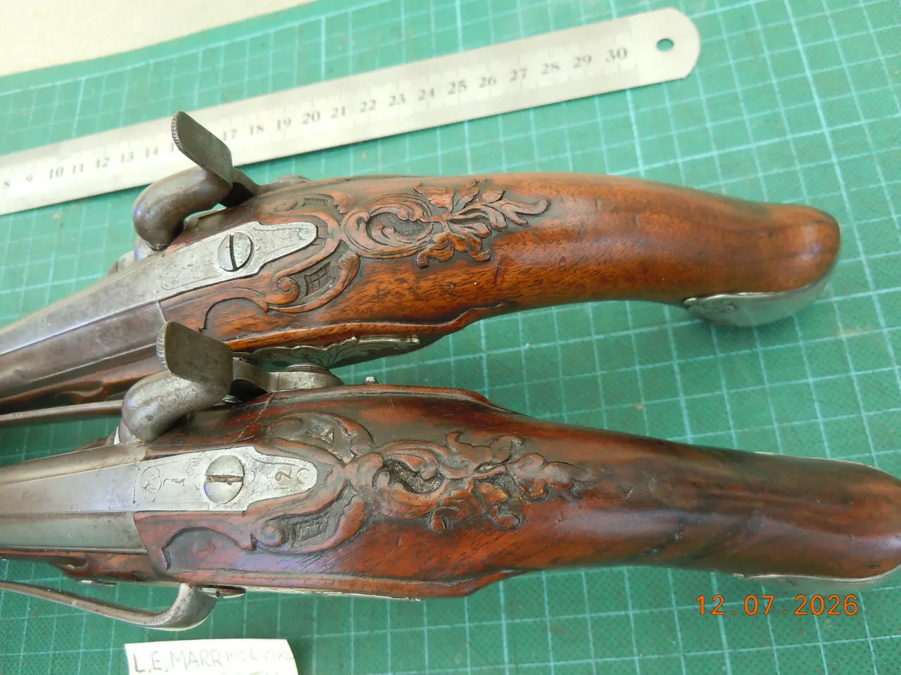Billede 6 - Pistolsæt 1785 Danske med sølvbeslag.