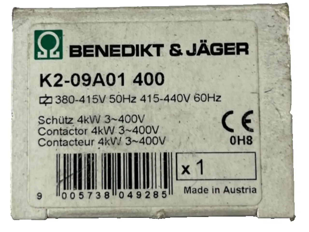 Billede 1 - Benedikt & Jäger K2-09A01 400 kontaktor 4kW 3~400V